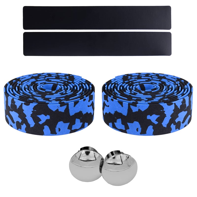 KINGOU Black & Blue Camouflage EVA Road Bike Handlebar Tape Bar Wraps - 2PCS Per Set - Image 5